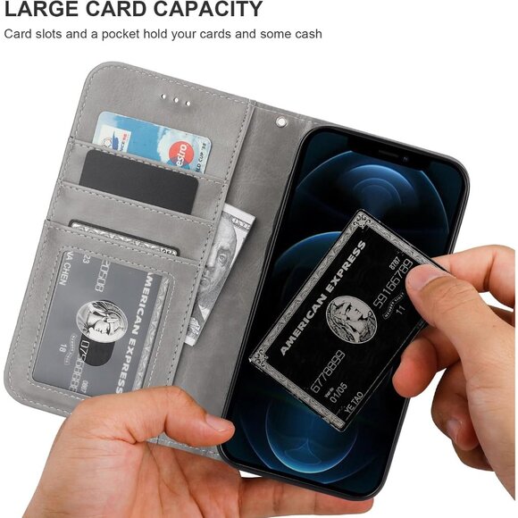 Wallet Case for iPhone 12 Pro Max Wireless Charging RFID Blocking Leather Case - Picture 5 of 8